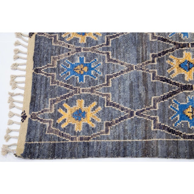 Handmade Moroccan Wool Rug in Gray With Geometric Design For Sale - Image 13 of 13