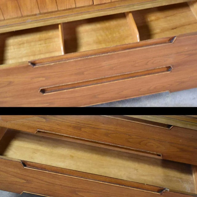 Mid Century Gentlemen's Chest With Hexagon Paneled Design and Brass Hardware For Sale - Image 12 of 13