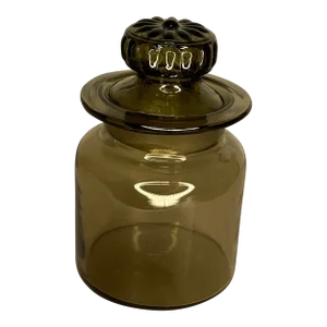 Vintage Smoked Glass Canister With Lid