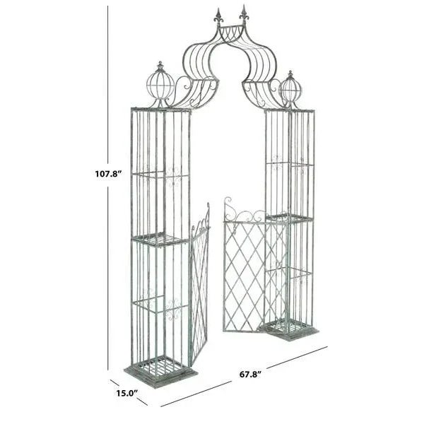 Safavieh Outdoor Beatrix Arbor - Antique Green For Sale - Image 4 of 11