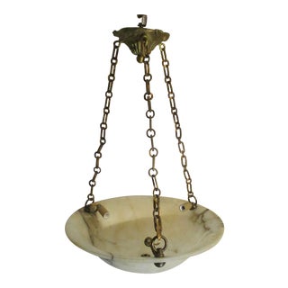 Vintage Alabaster Hanging Bowl Chandelier For Sale