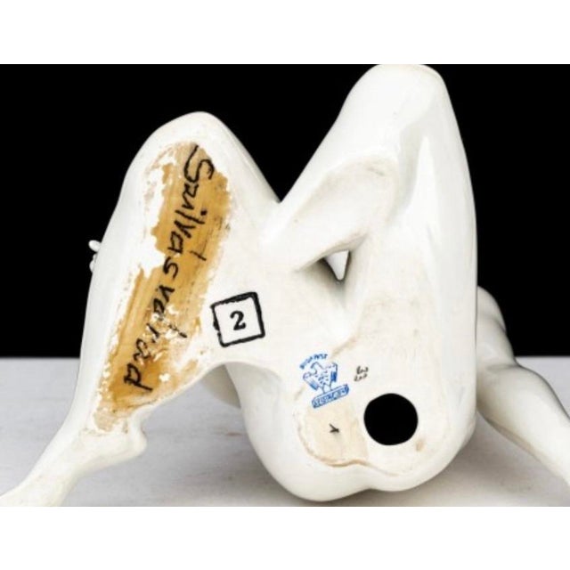 Ceramic Vintage Budapest Hungary Hand-Painted Ceramic Nude Female Figurine Sculpture, Mid-Century Modern For Sale - Image 7 of 7