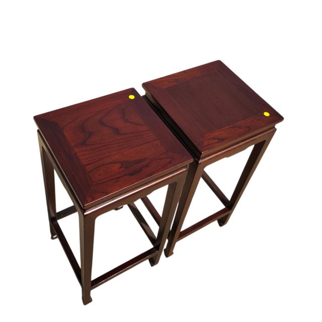 2020s Pair of Asian Square Top Accent Tables or Side Tables For Sale - Image 5 of 6