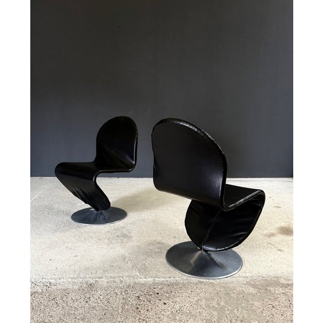Vintage Midcentury Modern Scandinavian Design System 123 Dining Chairs by Verner Panton for Fritz Hansen. Made in Denmark,...