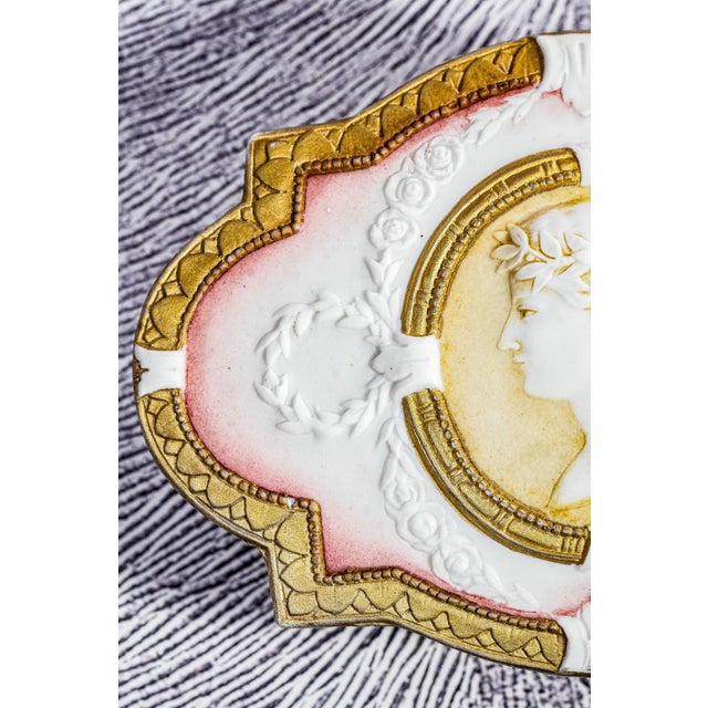 Ceramic Stunning Hand Painted German Porcelain Antique Victorian Neoclassical Design Jewelry Dresser Box For Sale - Image 7 of 15