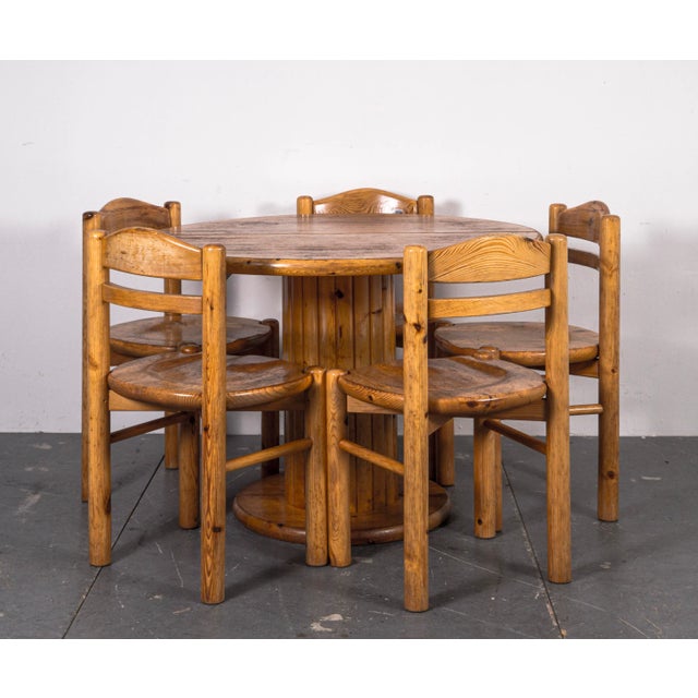 Dining Table & Chairs Set in the Style of Rainer Daumiller, 1970s, Set of 6, in None conditions. Designed 1970 to 1979