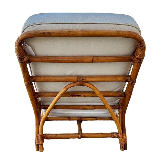 Restored Mid-Century 3-Stand 1949er Reed Rattan Chaise Lounge W/ Ottoman For Sale - Image 4 of 16