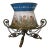 Large Antique French or Austrian Figural Art Glass Cache Pot Jardiniere in Bronze Cradle Stand & Bronze Rim For Sale