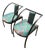 Vintage Postmodern Sculptural Chairs | Black Metal, Geometric Upholstery, Memphis Style For Sale