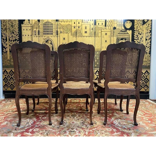 Louis Xv Style Caned Chairs in Oak, Set of 6 For Sale - Image 4 of 10