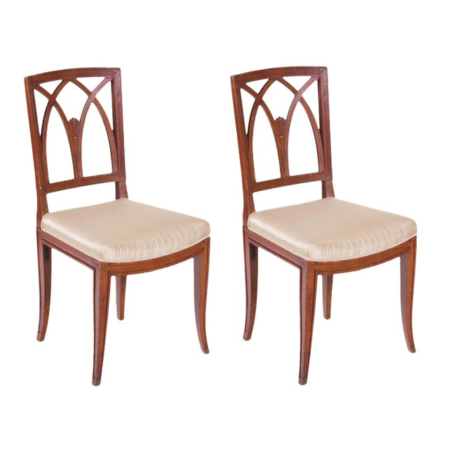 Italian Neoclassical Walnut Chairs - a Pair For Sale