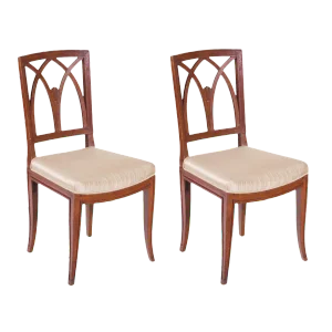 Italian Neoclassical Walnut Chairs - a Pair
