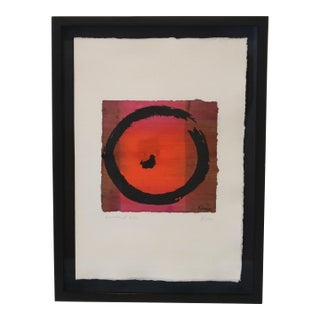Mid 20th Century Ensō Zen Circle Framed Signed Kima & Numbered 31/50 Japanese Calligraphy Sumi For Sale