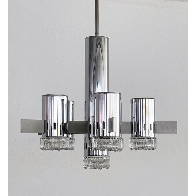 Large Mid-Century Italian Chrome and Glass Sputnik Chandelier attributed to Gaetano Sciolari, 1960s For Sale - Image 9 of 16