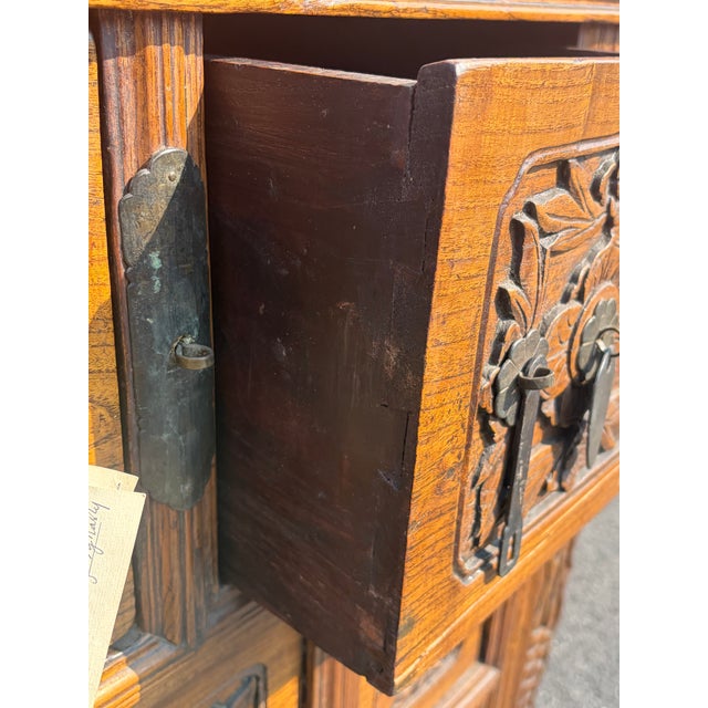 Late 19th Century Antique Chinese Carved Altar Coffer Cabinet For Sale - Image 5 of 11