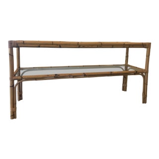 Scorched Bamboo & Rattan Console For Sale
