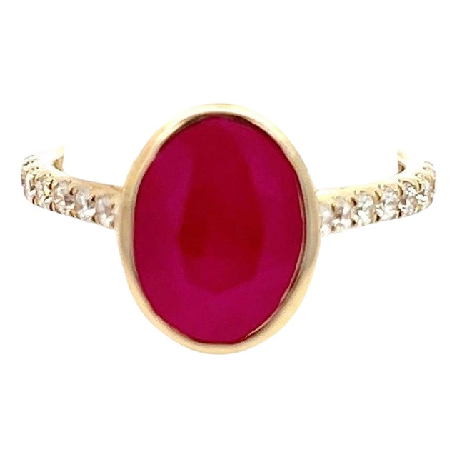 Natural Ruby Diamond Ring 6.75 14k Y Gold 4.38 TCW Certified For Sale