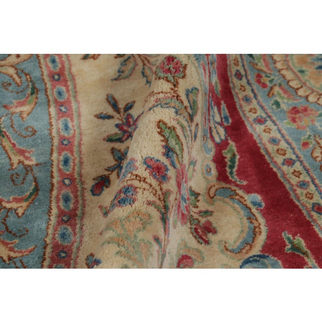 Oversized Antique Persian Kerman Lavar Rug in Red With Floral Medallion For Sale - Image 9 of 10