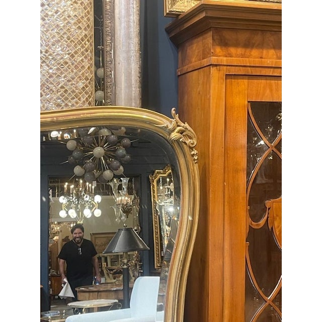 French Large 19th C. French Louis XV Giltwood Shaped Mirror For Sale - Image 3 of 9