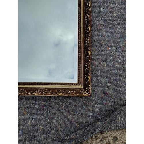 Large Vintage Gold Ornate Bevelled Mirror For Sale - Image 4 of 10