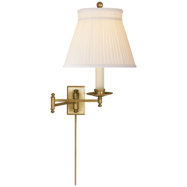 Dorchester Swing Arm in Antique-Burnished Brass with Silk Crown Shade Designer: Chapman & Myers Height: 15" Extension: 22"...