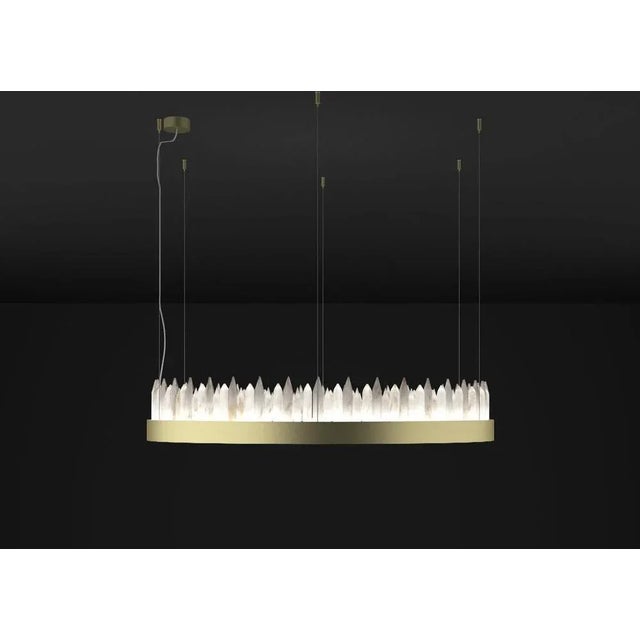 Urano brushed brass 60 pendant light 3 by alabastro italiano dimensions: ø 60 x h 20 cm. Materials: glass and brushed...