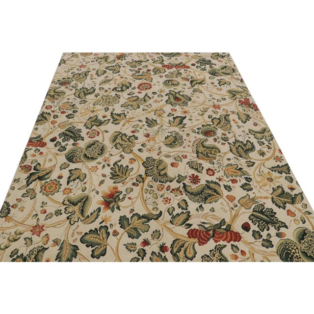 Traditional Rug & Kilim’s European Style Flatweave Rug in Cream With Floral Patterns ‘Tudor’ For Sale - Image 3 of 7