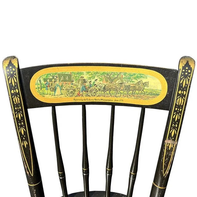 Wood Early 20th Century Chinoiserie Japanned Leather Top Desk and Chair Set - Nichols and Stone For Sale - Image 7 of 12