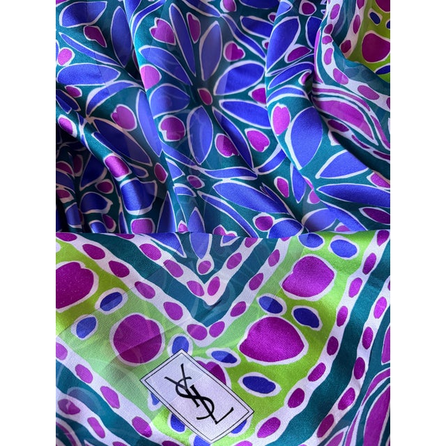 Textile Yves Saint Laurent Silk Voile Scarf With Mosaic Design, 1980 For Sale - Image 7 of 9