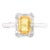 Octagon Cut Yellow Sapphire and Diamond Halo Birthstone Ring Size 7 For Sale
