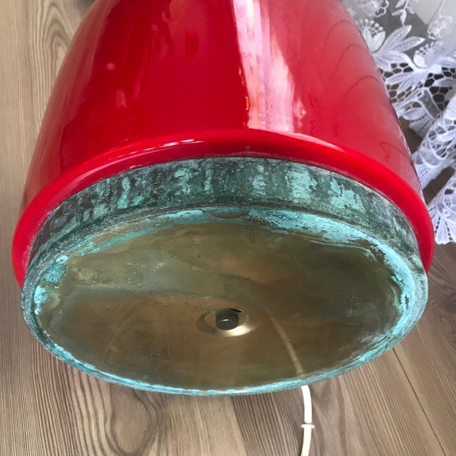 Large Indonesian Table Lamp in Double-Layered Glass and Wicker, 1970s For Sale - Image 9 of 18