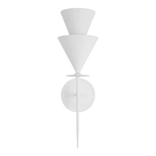 Christiane Lemieux by Visual Comfort Studio Cornet 1-Light Large Sconce in Plaster Matte White For Sale