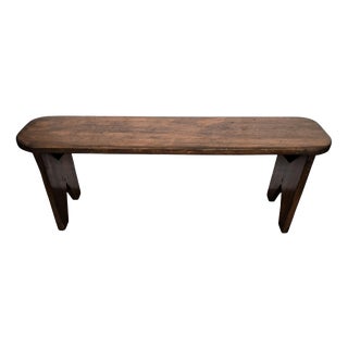 Antique Italian Minimal Rustic Wooden Bench, 1890s For Sale