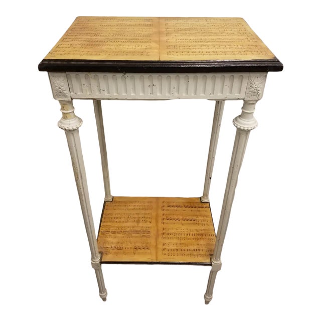 19th Century Country Decoupaged Sheet Music Plant Stand For Sale