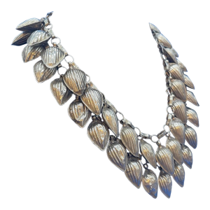 Antique Turkmen Yemeni Silver Leaf Double Chain Necklace