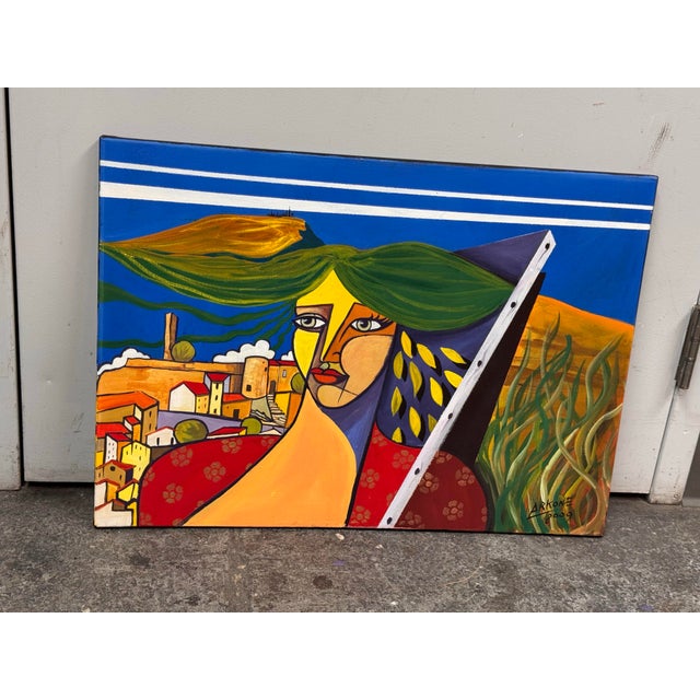 Late 20th Century Arkone Cubist Abstract Original Painting, Signed For Sale - Image 12 of 12