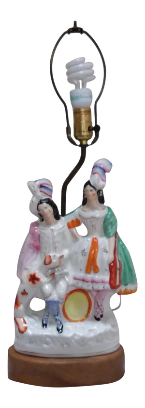 Late 19th Century Figural Staffordshire Ceramic Lamp