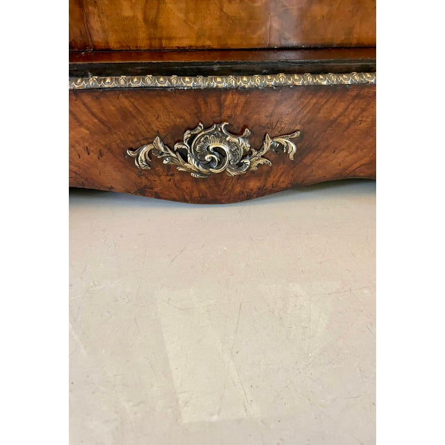 Large Antique Victorian Inlaid Floral Marquetry Burr Walnut Ormolu Mounted Credenza, 1850s For Sale - Image 18 of 18