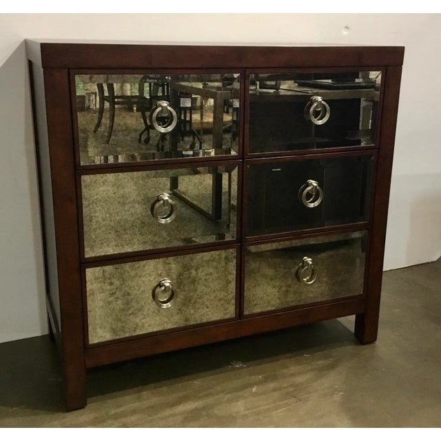 Modern Antiqued Mirror and Wood Chest of Drawers For Sale - Image 4 of 6