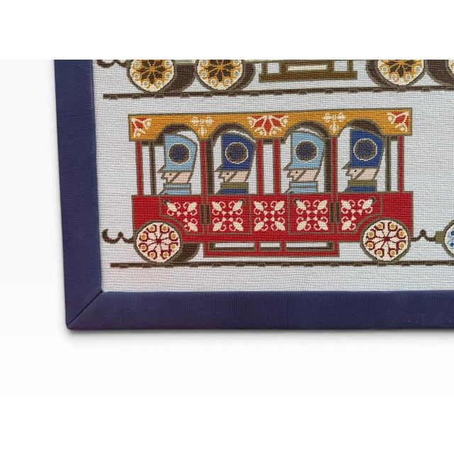 Rare Large Paul Smith "Trains" Needlepoint Wall Art — 65" Wide, Framed & Signed For Sale - Image 11 of 16