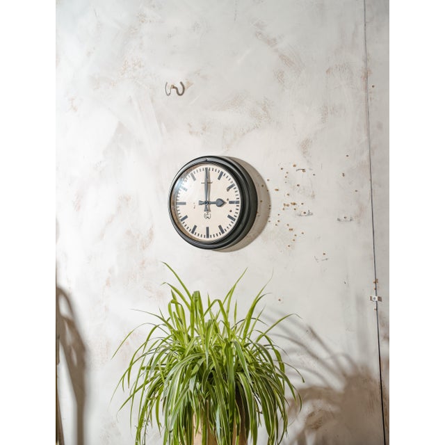 Black Industrial Factory Wall Clock by Carl Theodor Wagner, Germany For Sale - Image 13 of 14