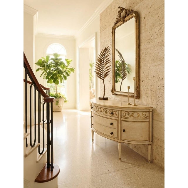1990s Niermann Weeks Hand-Painted Neoclassical Sunburst Demilune Console Chest For Sale - Image 9 of 12