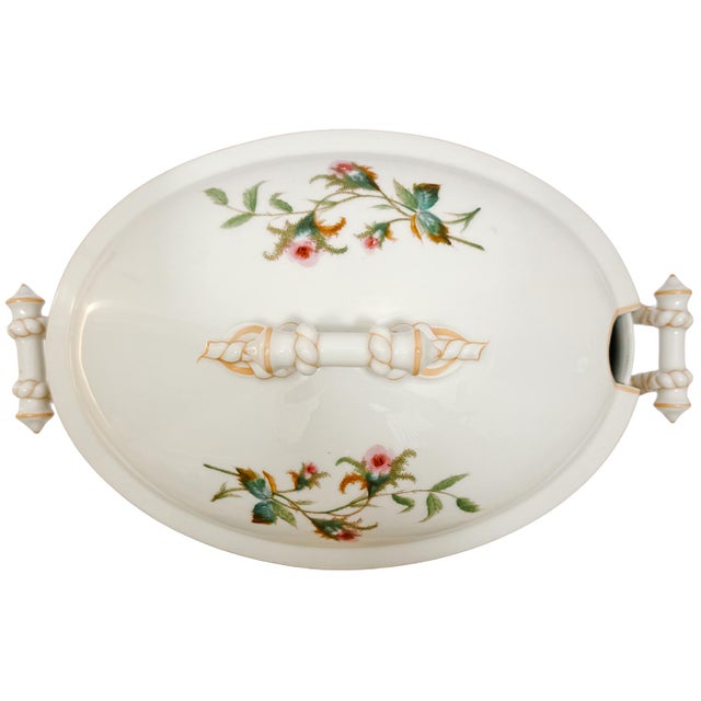 Ceramic Antique Haviland Limoges Porcelain Soup Tureen With Lid, Schleiger Rose Pattern For Sale - Image 7 of 10