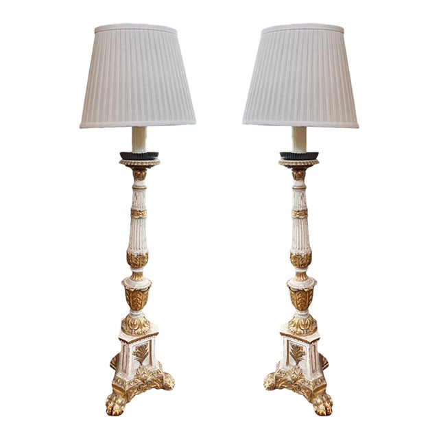 19th Century Candlestick Table Lamps - a Pair For Sale