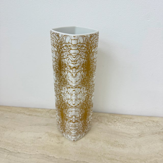 Art Porcelain Vase with Abstract Gold Pattern from Heinrich & Co. Selb Bavaria, Germany, 1970s, in Good conditions....