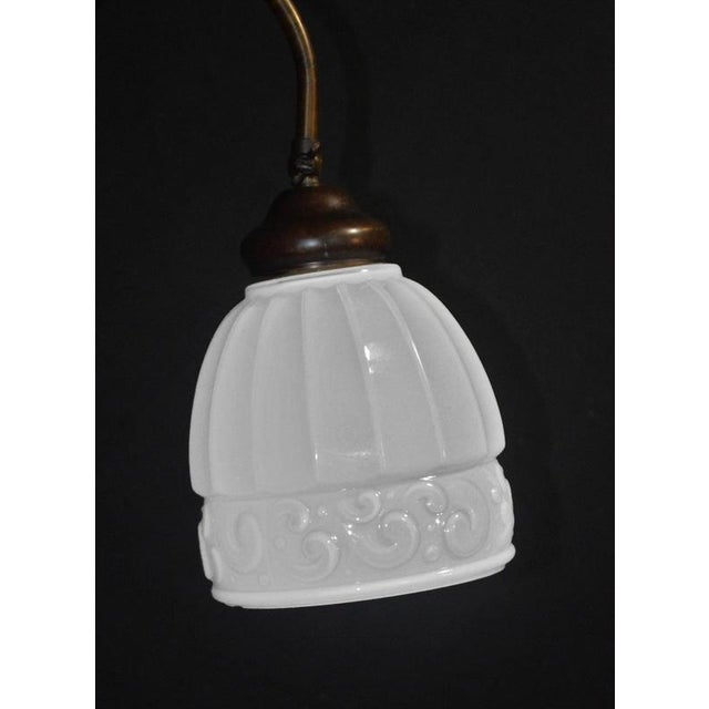 Vintage French Art Deco Adjustable Bronze and Opaline Glass Table Lamp, 1930s For Sale - Image 9 of 18