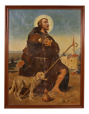 Italian Artist, Saint Roch, 1930, Oil on Canvas, Framed