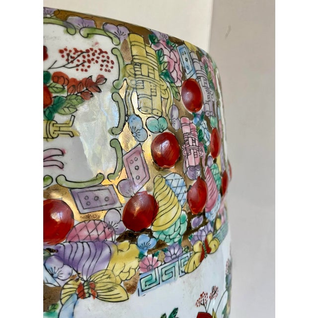 Ceramic Vintage Asian Famille Rose Porcelain Garden Stool For Sale - Image 7 of 12