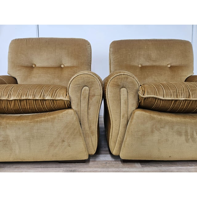 Vintage Italian Fabric Armchairs, 1970, Set of 2 For Sale - Image 9 of 18