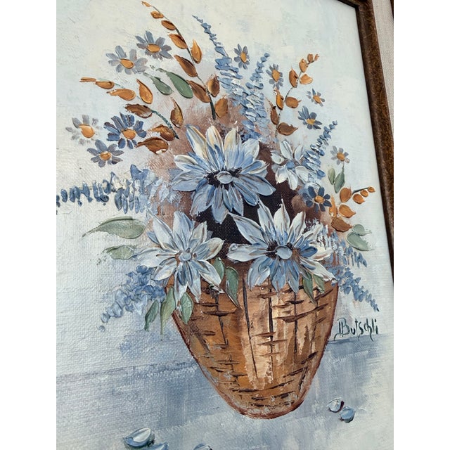 Irene Butschli Signed Original Framed Floral Still Life Canvas Painting For Sale - Image 4 of 6